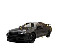 BXJUCBHDO Modelos a Escala 1/24 For Nissan Skyline GTR-R34 Speed and Passion Alloy Diecast Car Model Pull Back Toy Gift Collection Ornament vehículos de Motor(Carbon Fibre-Boxed)