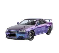 BXJUCBHDO Modelos a Escala 1/24 For Nissan Skyline GTR-R34 Speed and Passion Alloy Diecast Car Model Pull Back Toy Gift Collection Ornament vehículos de Motor(Purple-nobox)