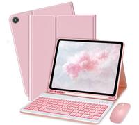 Bxomteng Funda de teclado para Samsung Galaxy Tab A8 de 10.5 pulgadas, 7 colores retroiluminados, con soporte para lápiz S y mouse (rosa)
