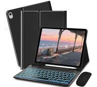 Bxomteng Funda de teclado para Samsung Galaxy Tab S11 SM-X730, SM-X736, SM-X736B - Funda de teclado retroiluminada y mouse de 7 colores (negro)