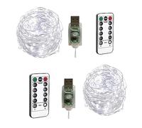 BXROIU 2 x100LEDs Cadena de Luces 10 metros Guirnalda de Luces con 8 programa y tiempo de elección,con Control Remoto y USB Blanco frio