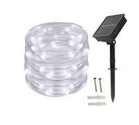 BXROIU Guirnalda de luz solar portátil, 10 metros, 100 ledes, cadena de luces LED para exteriores, para bodas, fiestas y Navidad, iluminación de Navidad, color blanco frío