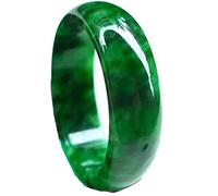 BXSMNH Anillo de jade de Birmania con flor flotante verde sólido seco para hombres y mujeres, anillos para mujeres (tamaño: 19 mm)