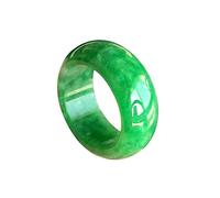 BXSMNH Anillo de Jade for Mujer, Anillo de Banda de Esmeralda de Jadeíta Verde Genuina Birmana Natural, Joyería (Size : 19mm)