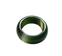 BXSMNH Anillo De Jade Verde Natural, Ágata Verde con Anillo De Patrón, Anillo De Pareja, Anillo De Flores Flotantes, Joyería De Anillo De Dedo Llave Joyas (Color : Green, Size : 19mm)