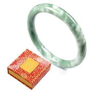 BXSMNH Brazalete de Jade para Mujer Estilo Chino Retro Brazalete de Jade Verde Natural Brazalete de Jade Natural para Mujer Estilo de niña Pulseras de Jade de Mano con Certificado y Caja de Regalo