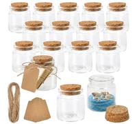 BXUUXA 16 Piezas 50ml Botellas de Cristal,Botellas Pequeñas de Cristal Mini Frascos de Vidrio con Tapón de Corcho,PortáTiles Tarros de Cristals con Etiqueta y Cordel para DIY Decora,Regalitos Boda