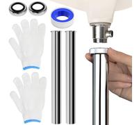 BXUUXA 2 Piezas Tubo de Inmersión para Sifón Universal,Sifón Alargador con Anillos de Sellado,Tuerca y Guantes,Kit de Tubo de Inmersión de Acero Inoxidable con Rosca G1/4 para Lavabo Drenaje Tubos