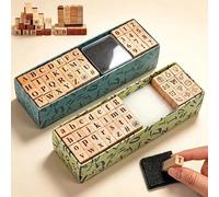 BXUUXA 80 Pzs Sellos de Letras y Números, Kit de Sellos de Alfabeto y Números con Mini Almohadilla de Tinta Vintage Sello Goma Madera para DIY Tarjetas, Scrapbooking, Personalizados, Manualidades