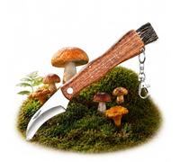 BXUUXA Cuchillo para Setas y Jardín,Navaja Plegable Multiusos de Bolsillo con Mango de Madera y Cepillo Acero Inoxidable Navaja para Setas Mushroom Knife para Exterior para Camping, Caza, Pesca