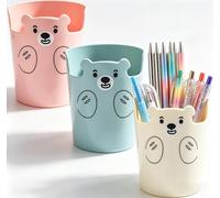 BXUUXA Portalápices de Escritorio,3 Piezas Organizador de Bolígrafos para Escritorio Cubilete Multiusos con Diseño Tierno de Oso,Phone Holder Portalápices de Maquillaje para Oficinas,Hogares,Escuelas