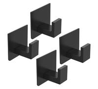 BXUYAOXMC 4 ganchos autoadhesivos cuadrados para toallas, sin taladrar, ganchos adhesivos de pared, color negro mate