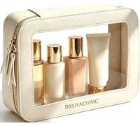 BXUYAOXMC Bolsa de maquillaje transparente impermeable de PVC para mujer, multifuncional, portátil, portátil, bolsa de aseo compacta con cremallera
