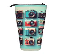 Bxzpzplj Estuche de pie con estampado de abejas y flores rurales para oficina, papelería, estuche retráctil para lápices, bolsa de trabajo, Colección Retro Cool Camera, Talla única