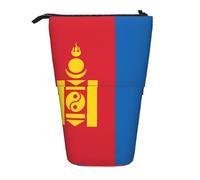 Bxzpzplj Estuche de pie con estampado de bandera china para papelería de oficina, estuche retráctil para lápices, bolsa de trabajo, Bandera de Mongolia, Talla única