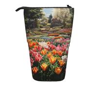 Bxzpzplj Estuche de pie con estampado de ciervo de Navidad para papelería de oficina, estuche retráctil para lápices, bolsa de trabajo, Tulip Garden2, Talla única