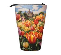 Bxzpzplj Estuche de pie con estampado de ciervo de Navidad para papelería de oficina, estuche retráctil para lápices, bolsa de trabajo, Tulip Garden3, Talla única