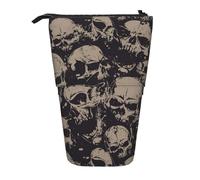 Bxzpzplj Estuche organizador telescópico multiusos con estampado abstracto rojo, negro y blanco, bolsa de almacenamiento de artículos de papelería, Gráficos geniales de calavera, Talla única