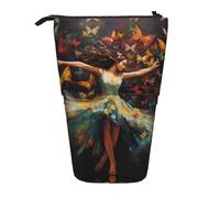 Bxzpzplj Estuche para lápices de pie con estampado de calle italiana para papelería de oficina, estuche retráctil para lápices, bolsa de trabajo, Girl Dance Butterfly2, Talla única