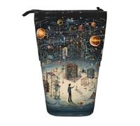 Bxzpzplj Estuche retráctil con diseño de muñeco de nieve y árbol de Navidad para oficina, Physics Print2, Talla única, Compacto