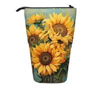 Bxzpzplj Estuche retráctil con estampado de girasol para lápices de oficina, papelería, estuche retráctil para lápices de trabajo, Girasoles de primavera, flores retro 2, Talla única