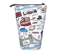 Bxzpzplj Estuche telescópico con estampado de corazones del orgullo gay de colores del arco iris, bolsa de almacenamiento de papelería, estuche para escuela, adolescentes y niños, londres, Talla única