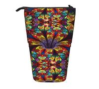 Bxzpzplj Estuche telescópico con estampado de flores de vidrieras, bolsa de almacenamiento para suministros escolares, almacenamiento de maquillaje, Vitral de flores, Talla única