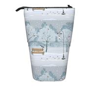 Bxzpzplj Estuche telescópico con estampado de flores moradas para guardar artículos de papelería, estuche para escuela, adolescentes y niños, Birds in the Park on a Snowy Day, Talla única