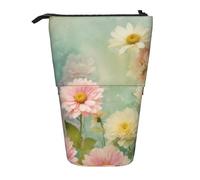 Bxzpzplj Estuche telescópico con estampado de mariposas moradas para artículos escolares, almacenamiento de maquillaje, Flores florales y margaritas, Talla única