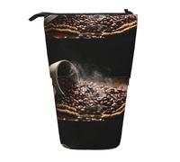 Bxzpzplj Estuche telescópico para lápices con estampado de abeja de miel, bolsa de almacenamiento de papelería, estuche para escuela, adolescentes y niños, Granos de café, Talla única