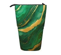 Bxzpzplj Estuche telescópico para lápices con estampado de frutas y verduras y arcoíris, bolsa de almacenamiento para adolescentes, suministros escolares, Geométrico negro y dorado, Talla única