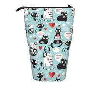 Bxzpzplj Estuche telescópico para lápices con estampado de limón amarillo, bolsa de almacenamiento de papelería, estuche para escuela, adolescentes y niños, Gatos blancos y negros, Talla única