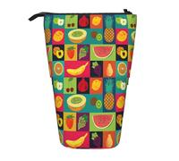 Bxzpzplj Hermoso estuche de pie con estampado de sirena de colores arcoíris para papelería de oficina, estuche retráctil para lápices, bolsa de trabajo, Fruta de estilo artístico, Talla única