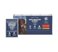 by Amazon Alimento Completo para Perros Adultos - Selección de Carne en Salsa, 4,8kg (48 Paquetes de 100g)