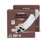 by Amazon Cápsulas de Café Ristretto de Plástico Compatibles con Nespresso, Tostado Medio, 100 Unidades (2 Paquetes de 50), Certificadas por Rainforest Alliance