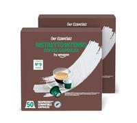 by Amazon Cápsulas de Café Ristretto Intenso de Plástico Compatibles con Nespresso, Tostado Oscuro, 100 Unidades (2 Paquetes de 50), Certificadas por Rainforest Alliance