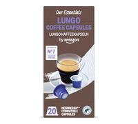 by Amazon Cápsulas de Plástico para Café Lungo, Compatibles con Nespresso, 20 unidades, Paquete de 1, Certificadas por Rainforest Alliance