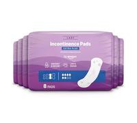 by Amazon Compresas de Incontinencia para Adultos de Tamaño Extra Plus, 48 Compresas de Incontinencia (6 Paquetes de 8 Compresas), Embalaje Individual, sin Perfume