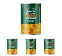 by Amazon Mitades De Melocoton En Almíbar, 411g (Paquete de 4)