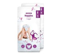 By Amazon Pañales ultra-secos, Talla 6 (15+ kg), Con canales, Bianco, 140 Unidad (2 Paquetes de 70) - Nueva versión (Anteriormente una marca Mama Bear brand, el mismo producto)