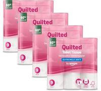 by Amazon Papel Higiénico de 4 Capas, Acolchado, Ultrasuave, 36 Rollos (4 Paquetes de 9), 160 Hojas por Rollo, Certificación FSC