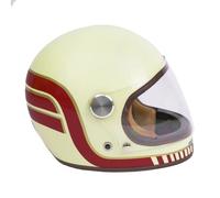 BY CITY | Casco Moto Roadster II Cream Wing Unisex | Casco Integral de Fibra de Vidrio | con Visor Inyectado y Ventilaciones | Interior Desmontable y Lavable | Estilo Clásico o Retro
