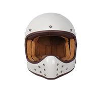 BY CITY | Casco Moto The Rock White Bone Unisex | Casco Integral de Fibra de Vidrio | Sistema de Fijación de Doble Anilla y Ventilaciones | Interior Desmontable y Lavable | Estilo Clásico o Retro