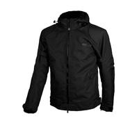 BY CITY - Chaqueta de moto de POLYESTER para hombre - SOHO II Man - con protecciones desmontables en codos y hombros. (L, NEGRO)