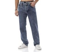 by Diga - Pantalones vaqueros - Pantalones vaqueros de corte recto en estilo de 5 bolsillos - Vaqueros clásicos de corte recto de algodón para ocio y uso diario, azul oscuro, 36W / 32L