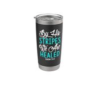 By His Stripes We Are Healed Verso de la Biblia Isaías 53:5 Vaso térmico de acero inoxidable de doble pared