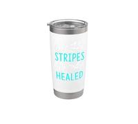 By His Stripes We Are Healed Verso de la Biblia Isaías 53:5 Vaso térmico de acero inoxidable de doble pared