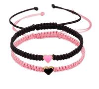 By Isla Jewelry Juego de 2 pulseras coloridas con cuentas de corazón a juego para parejas y amistades, juego de pulseras ajustables para parejas, juego de pulseras de amistad, regalo de pareja para