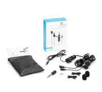 BY-M1DM - Micrófono de solapa omnidireccional de doble cabeza para smartphones, grabadoras de audio, PC, etc