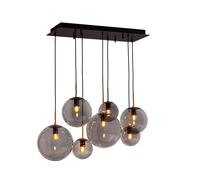 By Rydéns Lámpara colgante Laura de Rydens, longitud 86 cm, 7 luces, gris humo